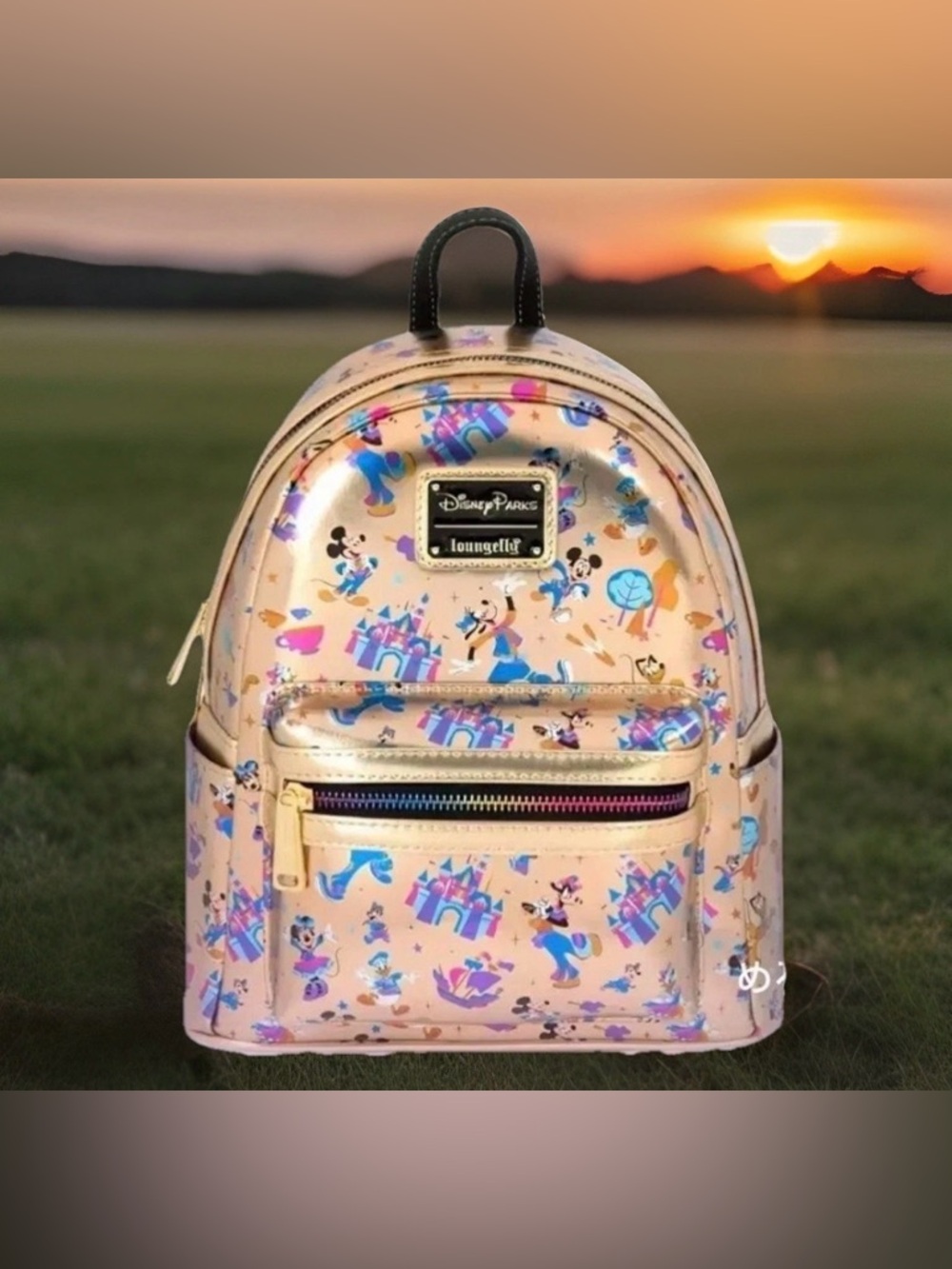 NEW Metallic GOLD Disneyland 70 Anniversary Loungefly Backpack MICKEY & Friends